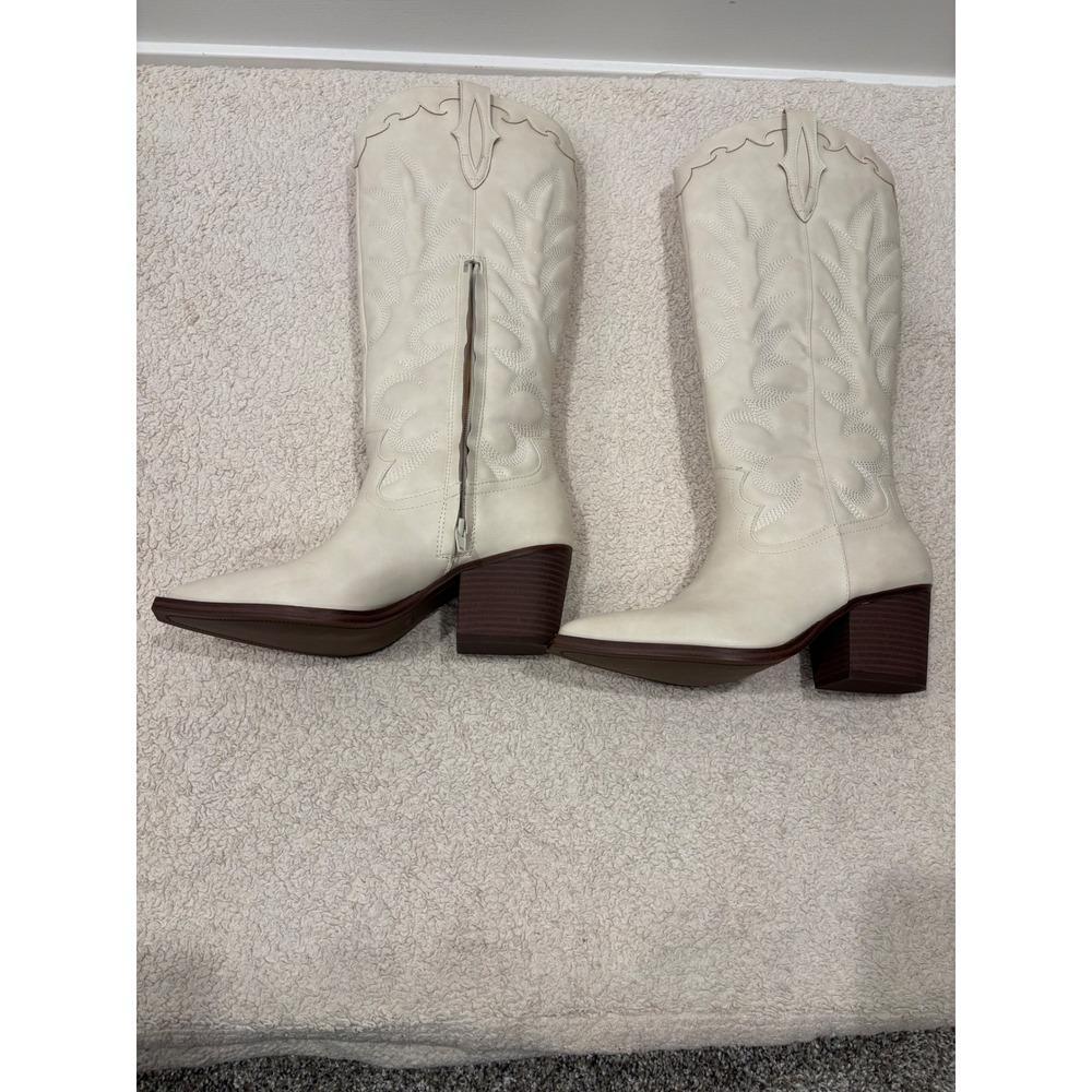Crown Vintage Sury Western Boots French Vanilla Cream Tall Cowgirl Size 6.5M - Picture 2 of 8
